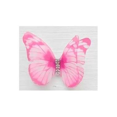 Chiffon butterfly with rhinestones pink