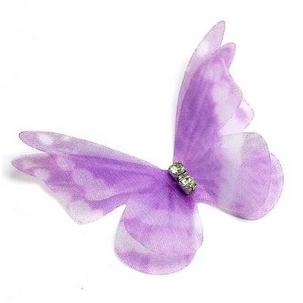 Chiffon butterfly with rhinestones lilac