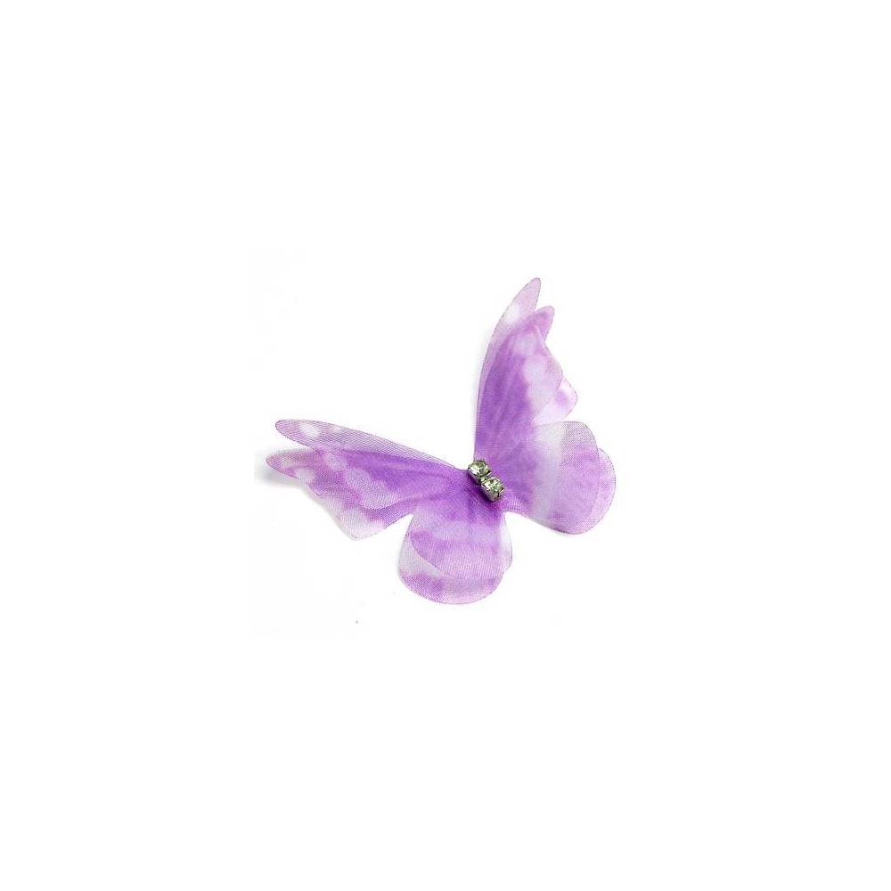 Chiffon butterfly with rhinestones lilac
