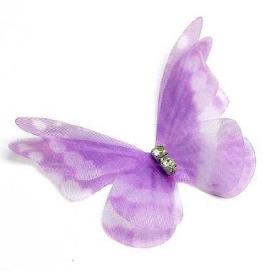 Chiffon butterfly with rhinestones lilac