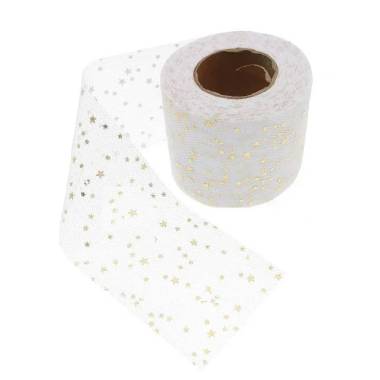 White tulle with stars, 6 cm, 1 meter