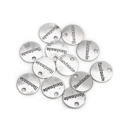 Pendant circle Handmade metal silver 14*14 mm.