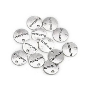 Pendant circle Handmade metal silver 14*14 mm.
