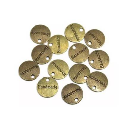 Pendant circle Handmade metal bronze 14*14 mm