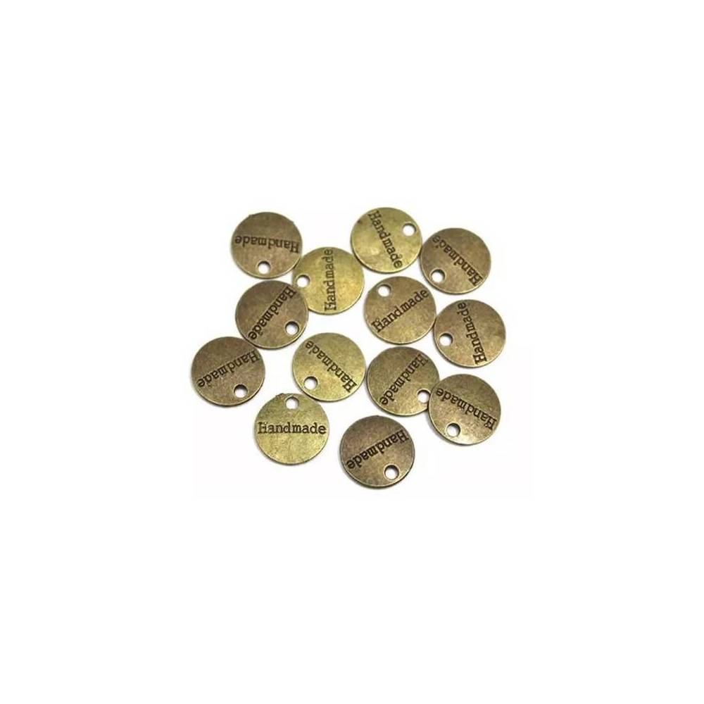 Pendant circle Handmade metal bronze 14*14 mm