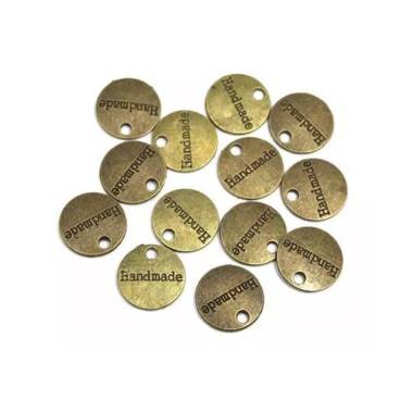 Pendant circle Handmade metal bronze 14*14 mm