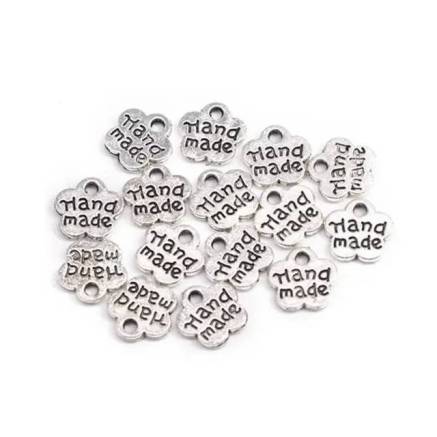 Pendant flower Handmade metal silver 8*8 mm.