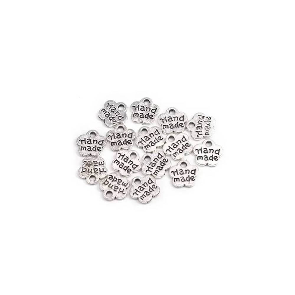 Pendant flower Handmade metal silver 8*8 mm.