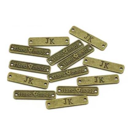 Handmade tag metal bronze 25*7 mm