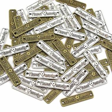 Handmade metal tag silver 25*7 mm