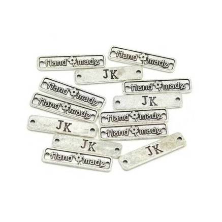Handmade metal tag silver 25*7 mm