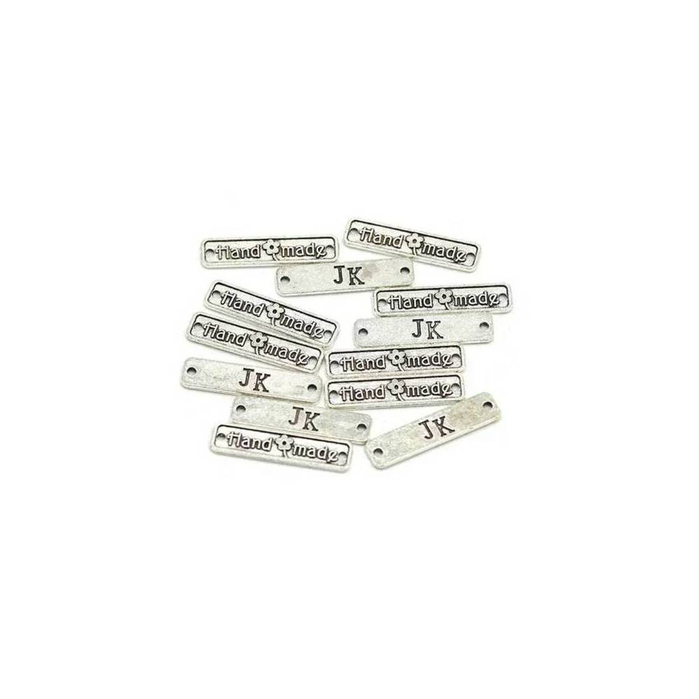 Handmade metal tag silver 25*7 mm