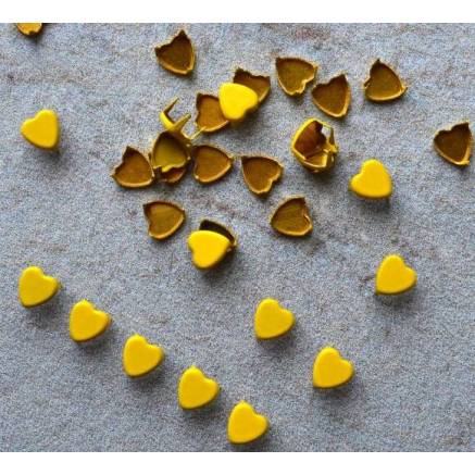 Metal crab rivet Yellow heart, 6 mm