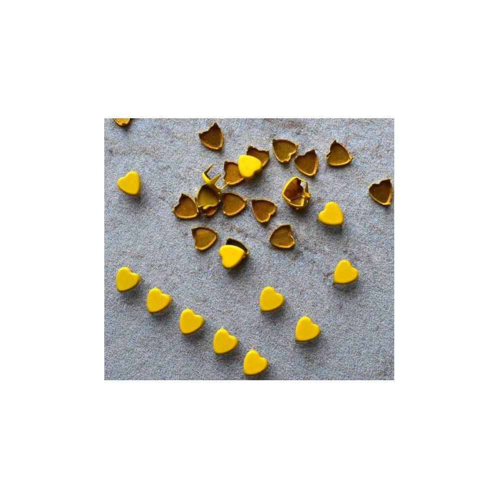 Metal crab rivet Yellow heart, 6 mm