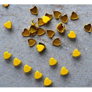Metal crab rivet Yellow heart, 6 mm