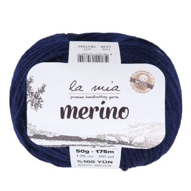 Пряжа мериносовая шерсть La Mia Merino, темно-синий (L630)