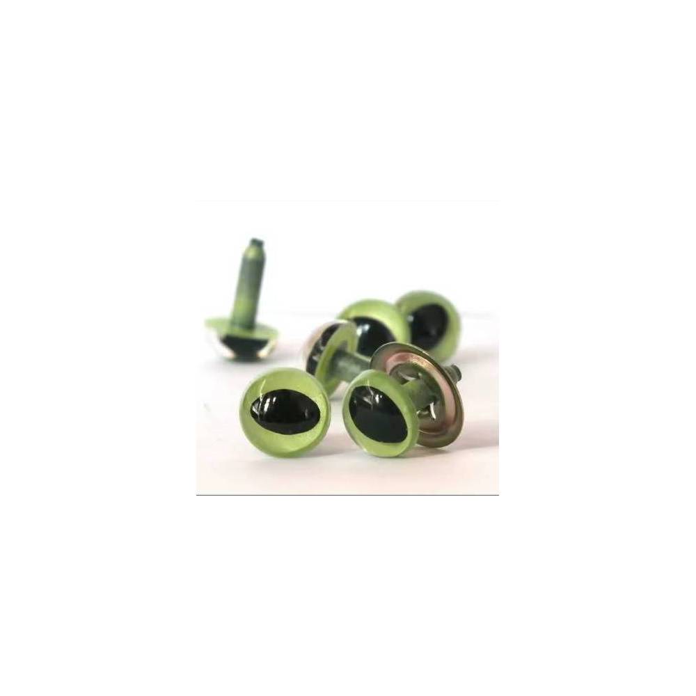 Eyes for toys Premium on a leg with a twist, cat light green 12 mm