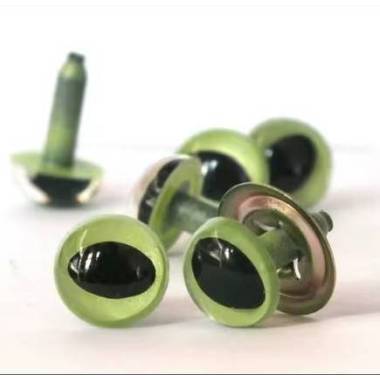 Eyes for toys Premium on a leg with a twist, cat light green 12 mm