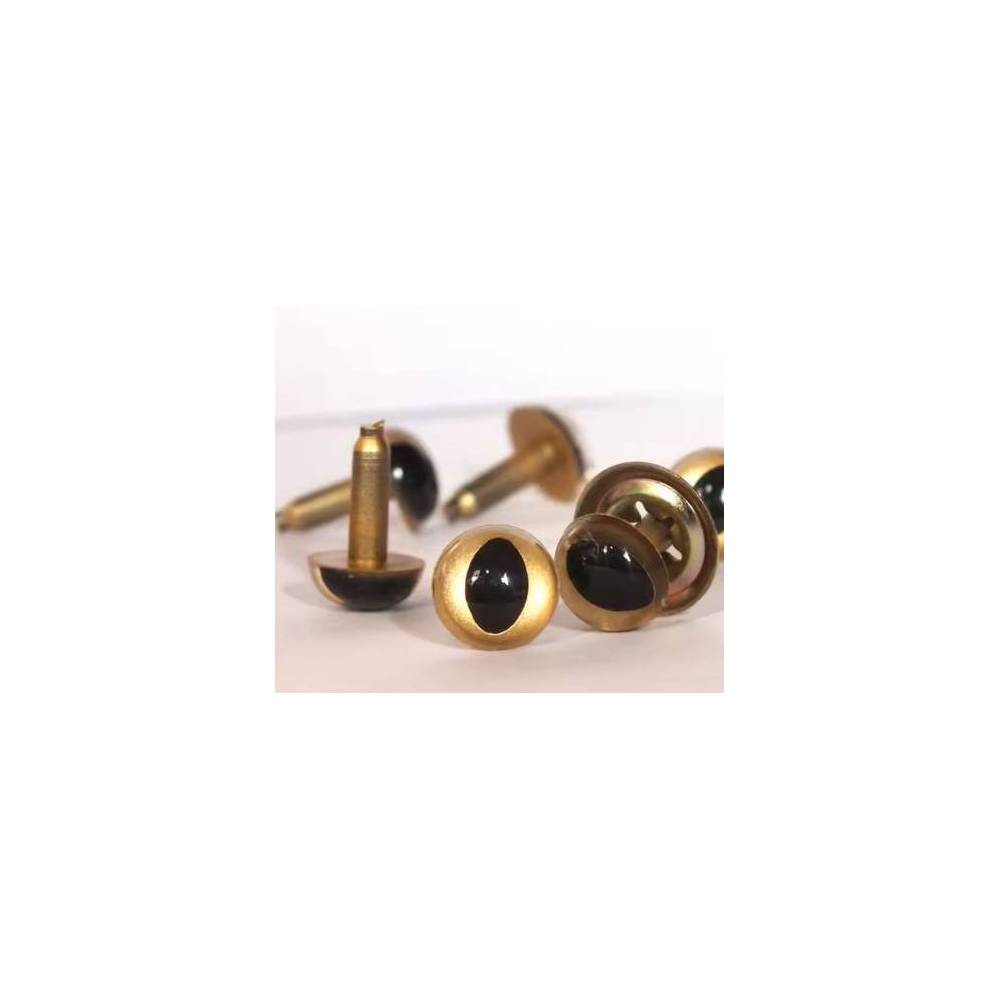 Eyes for toys Premium on a leg with a twist cat amber 9 mm