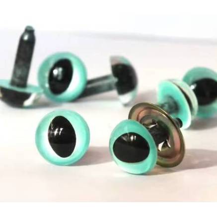 Eyes for toys Premium on a leg with a twist, cat turquoise 12 mm