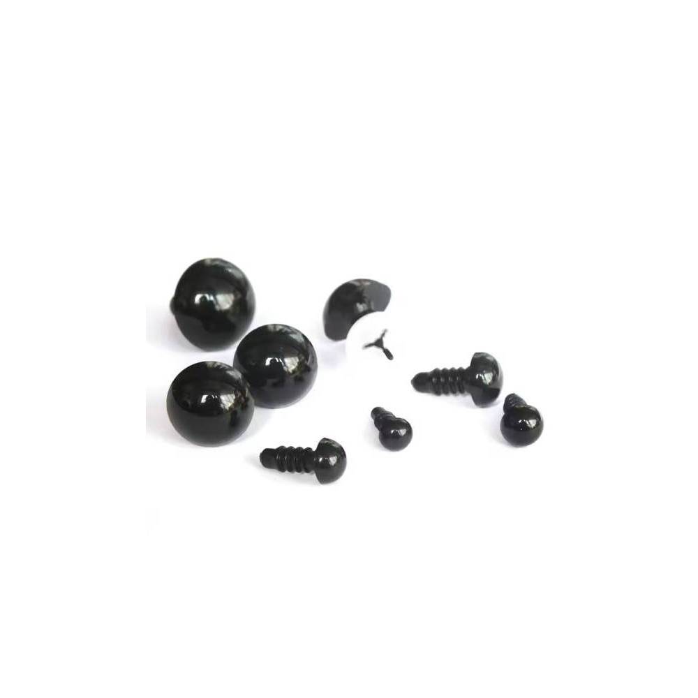 Premium black toy eyes on a leg with a twist, 13.0 mm