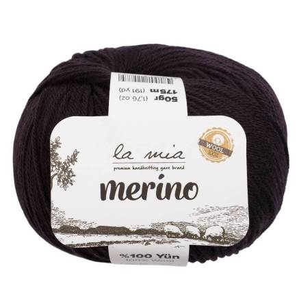 Merino wool yarn  La Mia Merino, black (L006)