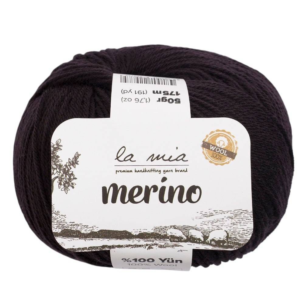 Merino wool yarn  La Mia Merino, black (L006)