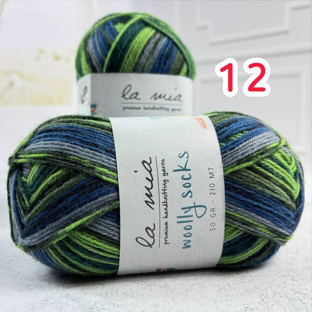 Пряжа шкарпеткова La Mia Woolly Socks мультиколор (L12)