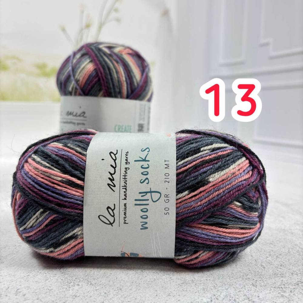 Пряжа носочная La Mia Woolly Socks мультиколор (L13)