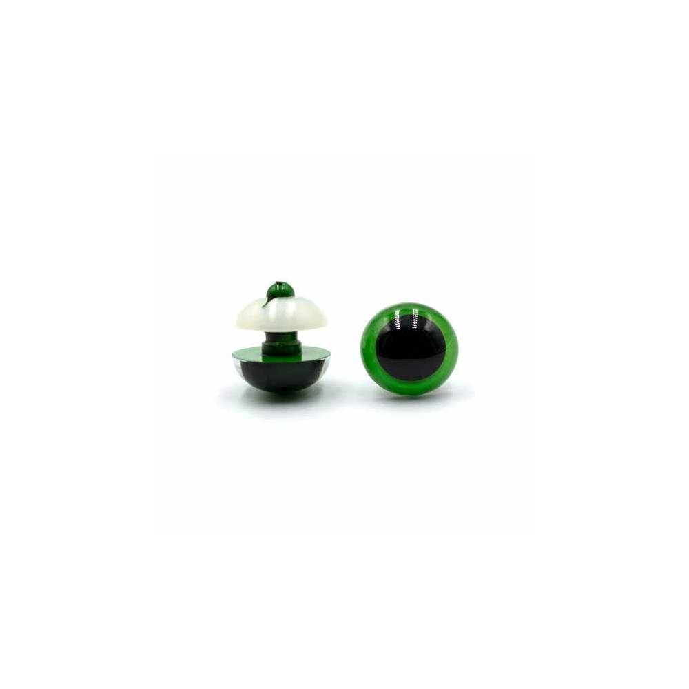 Eyes for toys Premium on a leg with a twist, green 12 mm