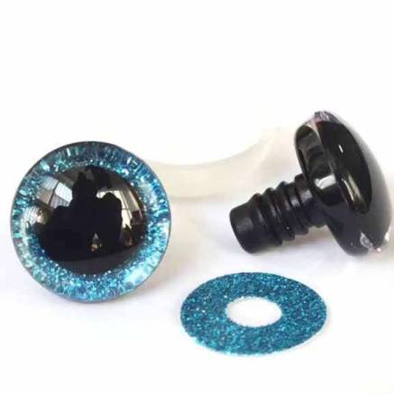 Shiny 3D blue eyes for toys on a reliable mount with a diameter of 18 mm