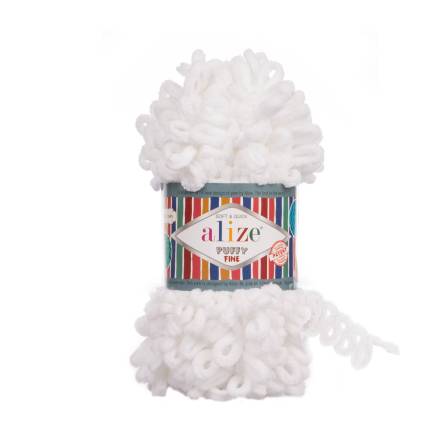 Пряжа Alize Puffy Fine білий (55)