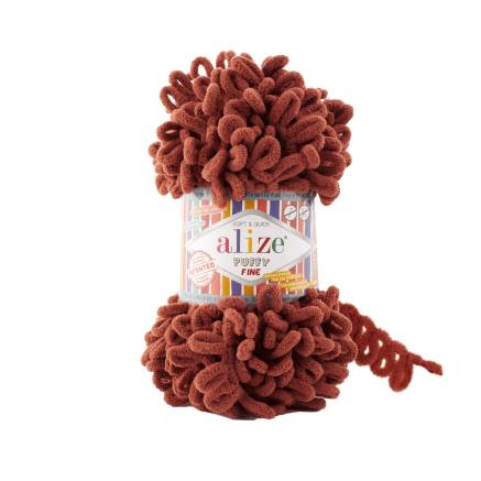 Пряжа Alize Puffy Fine теплый кирпич (90)