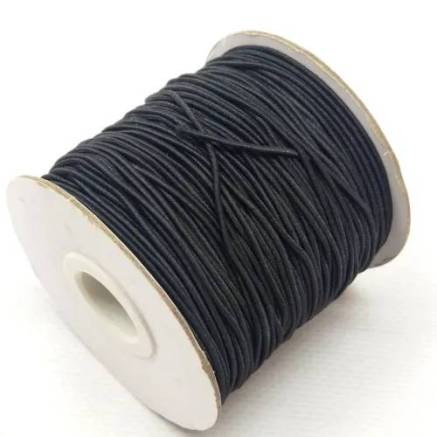 Black elastic band for hats, 2 mm, 1 meter