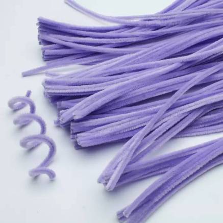 Fluffy chenille wire 5 mm, 30 cm lilac (A-021)