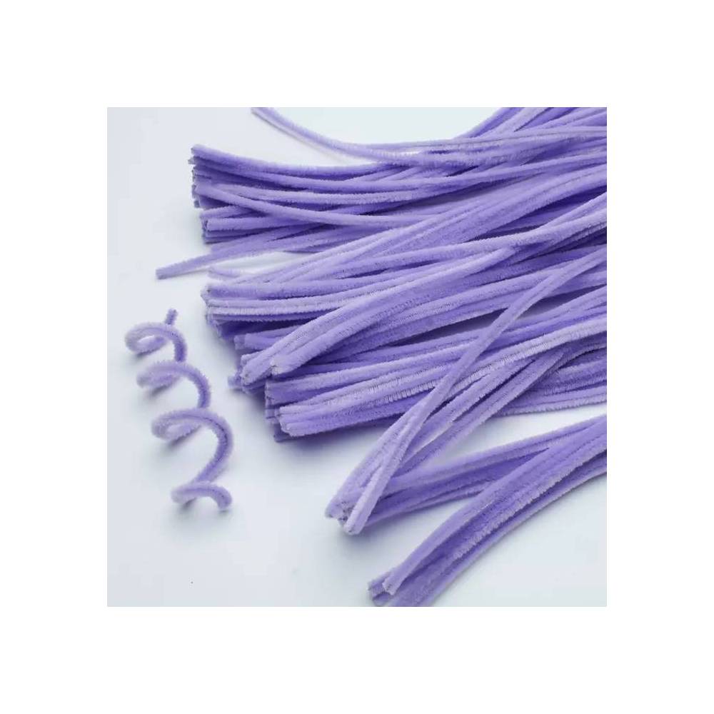Fluffy chenille wire 5 mm, 30 cm lilac (A-021)
