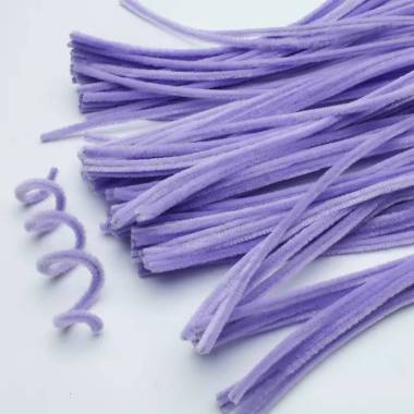 Fluffy chenille wire 5 mm, 30 cm lilac (A-021)