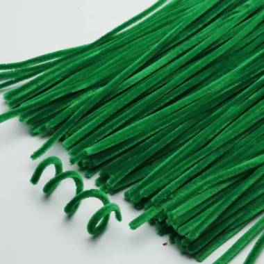 Fluffy chenille wire 5 mm, 30 cm light green (A-010)