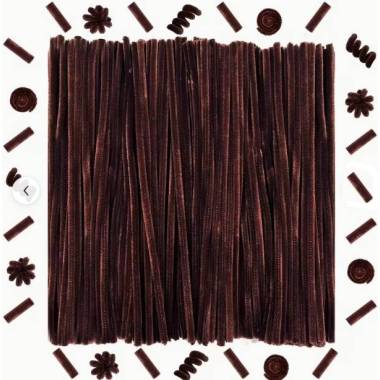 Fluffy chenille wire 5 mm, 30 cm brown (A-018)
