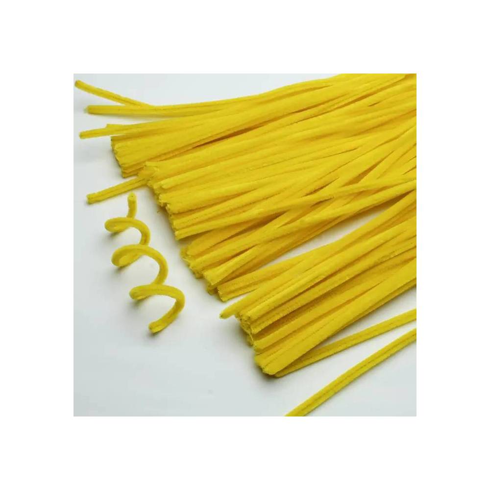 Fluffy chenille wire 5 mm, 30 cm yellow (A-050)