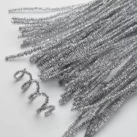 Chenille wire lurex 30 cm silver (B-004)