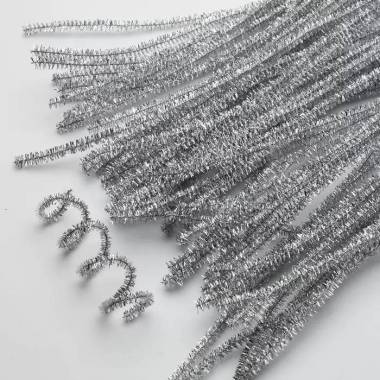 Chenille wire lurex 30 cm silver (B-004)