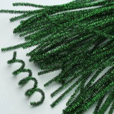 Chenille wire lurex 30 cm green (B-005)