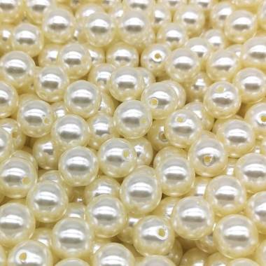 Plastic beads imitating champagne pearls, 8 mm, 50 g