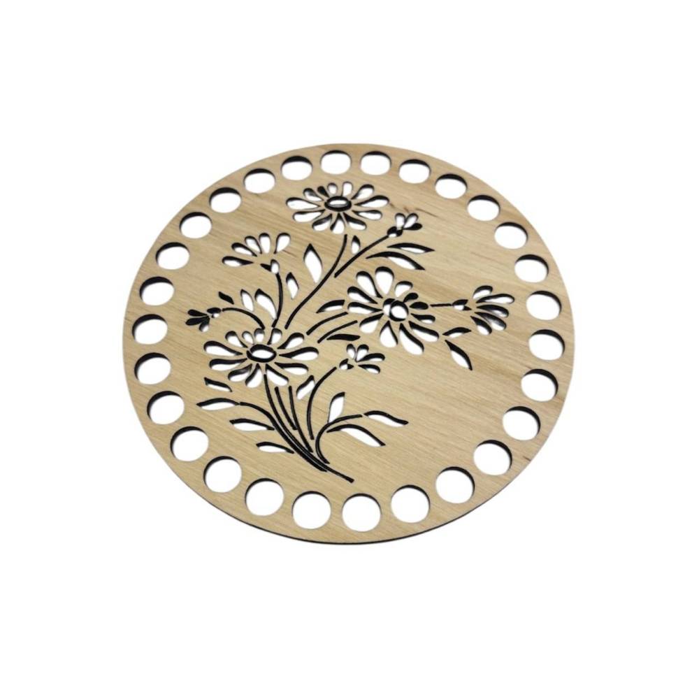 Wooden round openwork bottom, 12 cm (462/12)