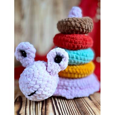 Knitted educational pyramid "Snail" Handmade