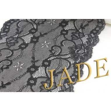 Кружево эластичная, черный цвет, 17 см, JADE  (1037-10)