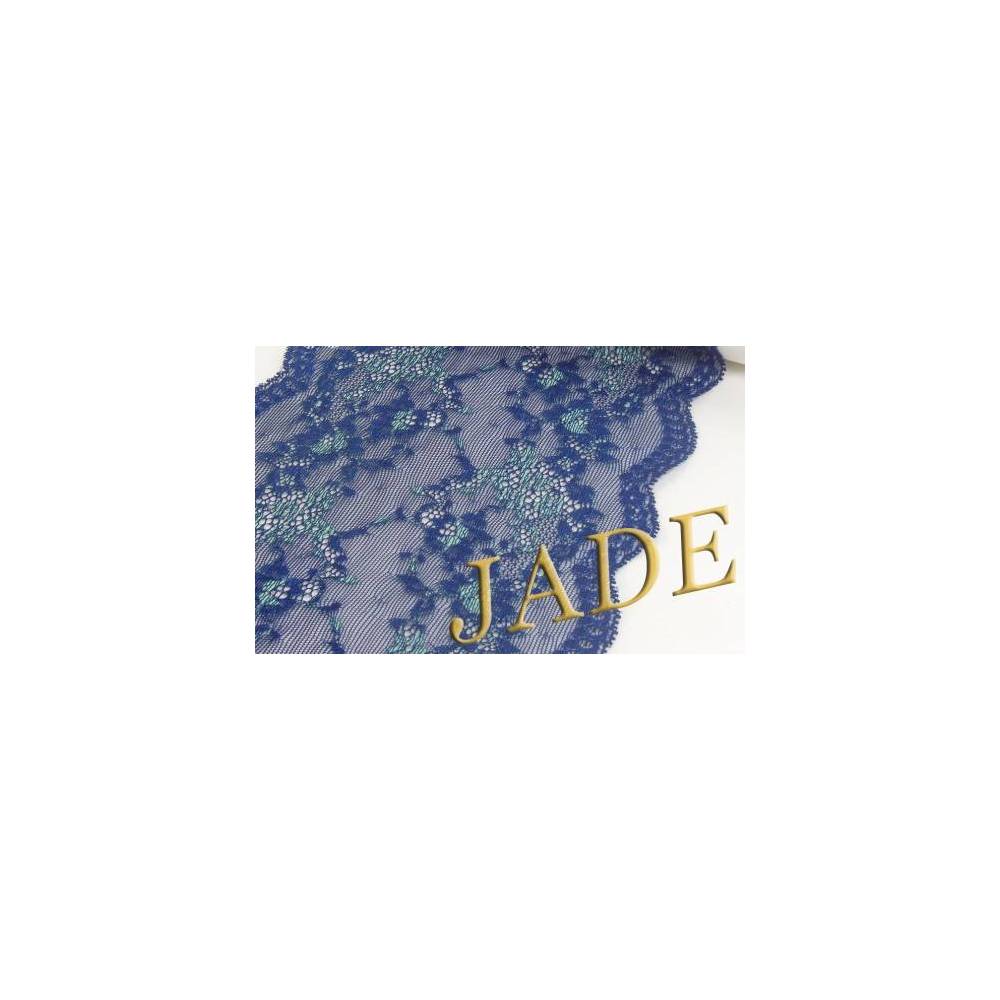 Elastic lace, blue with turquoise color, 17 cm, section 1.78 m JADE (1187-15)