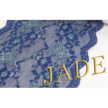 Кружево эластичная, синий с бирюзовым цветом, 17 см, отрезок 1,78 м JADE (1187-15)