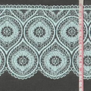 Embroidered lace, delicate turquoise color, 11 cm, 1 m